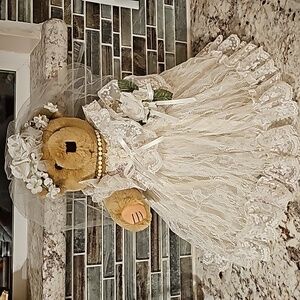 Bearly People Bride Plush Stuffed Decorative Teddy Bear 16", Vintage 1990s